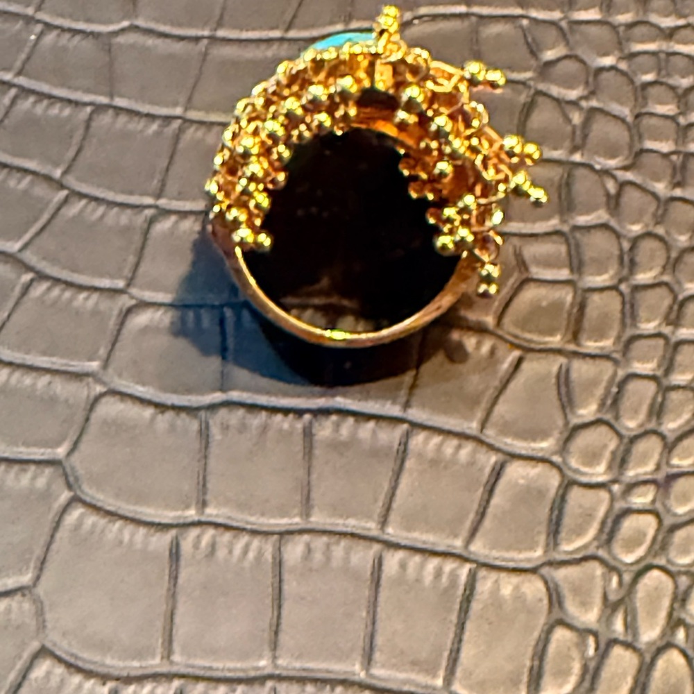 Gold And Turquoise Statement Ring - image 5
